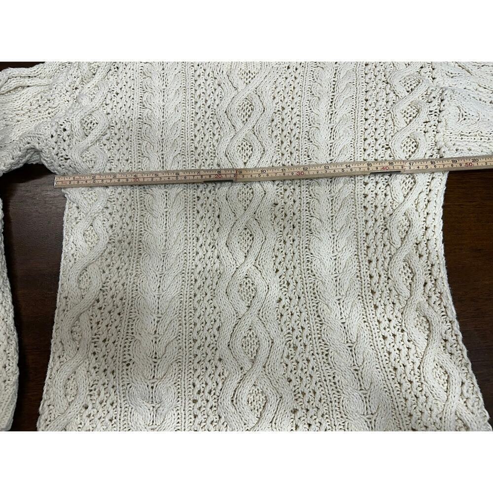 Yorkshire Knitting Co Cable Knit Fisherman Sweater Cream Women M Turtle Neck - Picture 4 of 8
